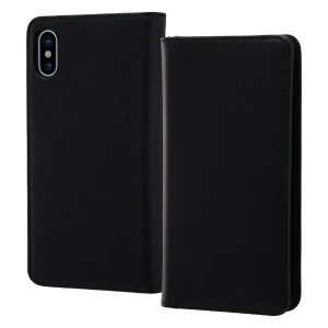 iPhoneXS iPhoneX ケース 手帳型 本革 ブラック カバー アイフォン テン スマホケース