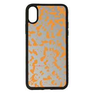 iPhone XS X ケース ハードケース くっつくケース CuVery セルフィー カバー パンダ panda 迷彩 オレンジ