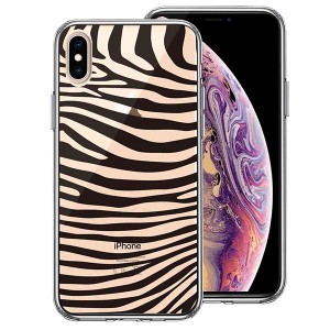 iPhone XS X ケース ハードケース ハイブリッド クリア カバー ゼブラ柄 シマウマ 縞馬 アイフォン スマホケース