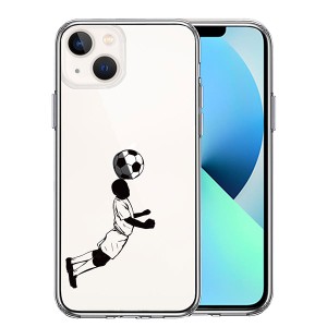 iPhone13 mini ケース ハードケース ハイブリッド クリア サッカー ヘディング 男子 黒 カバー アイフォン スマホケース