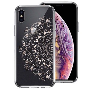 iPhone XS X ケース ハードケース ハイブリッド クリア 曼荼羅 花柄 カバー アイホン アイフォン スマホケース