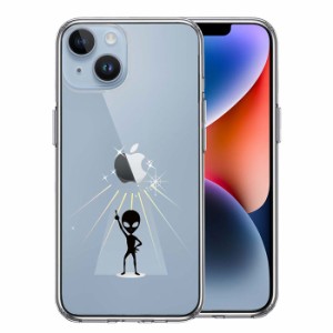 iPhone14 iPhone14Plus ケース ハードケース ハイブリッド クリア 宇宙人 フィーバー ブラック カバー アイフォン スマホケース