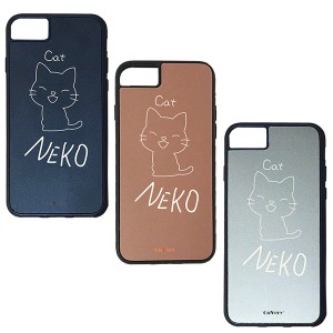 iPhone 8Plus 7Plus 6sPlus 6Plus ケース ハードケース CuVery くっつくケース 保護 カバー ねこ neko cat ホワイトイエロー