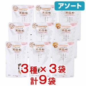 アソート　わんわん　犬日和　レトルト　８０ｇ　３種各３袋　計９袋　　セット　わんわん　犬日和　パウチ ドッグフード