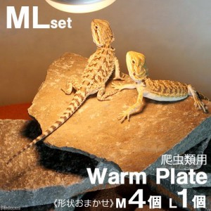 形状お任せ　爬虫類用バスキングスポット　〜ウォーム・プレート〜　Ｍ４個、Ｌ１個セット　爬虫類　レイアウト素材