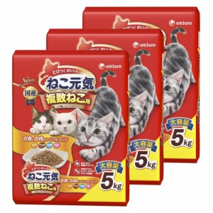 　ねこ元気　複数ねこ用　お魚とお肉のスペシャルブランド　５ｋｇ×３袋　お一人様１点限り キャットフード