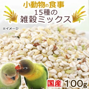 小動物の食事　国産　１５種の雑穀ミックス　１００ｇ　お試しサイズ　おやつ　無農薬栽培　無添加　無着色 (ハムスター 餌)