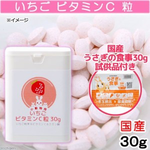 国産　いちご　ビタミンＣ　粒　３０ｇ　クエン酸入り　うさぎフードおまけ付　お一人様１点限り (ハムスター)