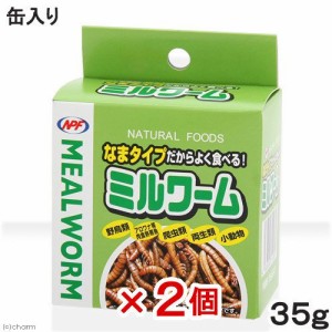 ＮＰＦ　ミルワーム（缶入り）　３５ｇ×２缶　両生類・爬虫類　ハリネズミ　フード　餌　エサ　缶詰　ナチュラルペットフーズ (ハムスタ