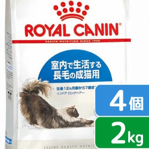 ロイヤルカナン 猫用 キャットフード　猫　インドア　ロングヘアー　成猫用　２ｋｇ×４袋　３１８２５５０７３９３８２　お一人様１点限