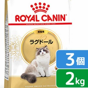 ロイヤルカナン 猫用 キャットフード　猫　ラグドール　成猫用　生後１２ヵ月齢から１２歳まで　２ｋｇ×３袋　ジップ付（キャットフード