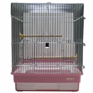 鳥かご　ＨＯＥＩ　３５角Ｇ　ピンク　（３７×４１．５×４４ｃｍ）　セキセイ　小型インコ　フィンチ　銀メッキ　本体アミ２つ分け