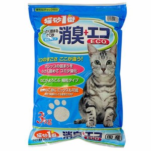 猫砂１番　消臭＋エコ　３ｋｇ×４袋　ベントナイト　細粒タイプ　国産　お一人様１点限り (猫 トイレ)