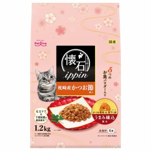 　ペットライン　懐石ｉｐｐｉｎ　枕崎産かつお節添え　１．２ｋｇ（３００ｇ×４袋）　国産 キャットフード