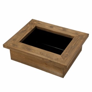 睡蓮鉢　ビオトープ用　木製枠＋角型タライ　フラット　黒（１セット）