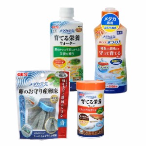 ＧＥＸ　水質調整剤２種＆フード１種＆産卵床１種　メダカ向け消耗品セット