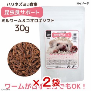 ハリネズミの食事　昆虫食サポート　ミルワーム＆コオロギソフト　３０ｇ×２袋　おやつ