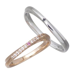 ラバーズリング Lovers & Ring リング 指輪 ペアリング ゴールド K10 ピンクサファイア ブラックダイヤモンド LSR-0660-P 送料無料