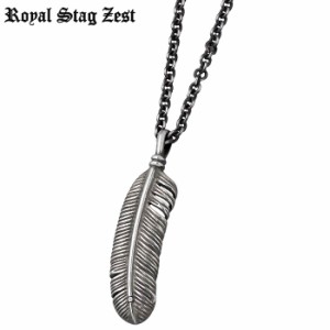 ロイヤルスタッグゼスト Royal stag Zest シルバー ネックレス ブラックダイヤモンド フェザー メンズ 羽根 SN25-030