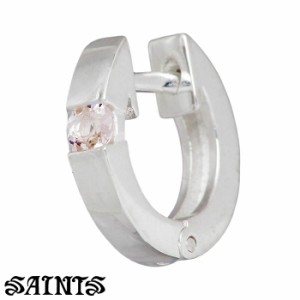 セインツ SAINTS シルバー ピアス モルガナイト メンズ レディース 1個売り 片耳用 中折れピアス フープ 一粒石 シルバーアクセサリー ア