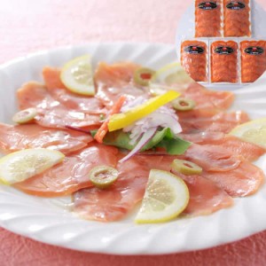 北海道産 秋鮭使用スモークサーモン C (80gx5) 洋風のサーモンオードブルをセットです サラダ、オードブル、冷製パスタなど、お客様のア