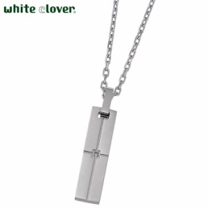 ホワイトクローバー white clover ステンレス ネックレス メンズ ダイヤモンド クロス アレルギーフリー サージカルステンレス316L 刻印