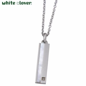 ホワイトクローバー white clover ステンレス ネックレス レディース ダイヤモンド シェル アレルギーフリー サージカルステンレス316L 