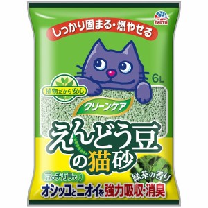 アース・ペット クリーンケアえんどう豆の猫砂緑茶の香り （猫用トイレ砂） 6L