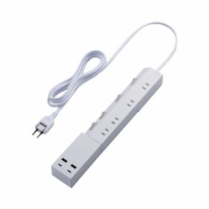 エレコム 【送料無料】ECT-24425WH 電源タップ 2.5m (コンセント×4 Type-C×2 USB-A×2) PD対応 個別スイッチ フットパーツ付 ホワイト 