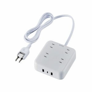 エレコム 【送料無料】ECT-25415WH 電源タップ 1.5m (コンセント×4 Type-C×1 USB-A×2) PD対応 ホワイト (ECT25415WH)