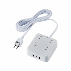 エレコム 【送料無料】ECT-25430WH 電源タップ 3m (コンセント×4 Type-C×1 USB-A×2) PD対応 ホワイト (ECT25430WH)