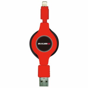nismo(ニスモ/ニッサン) NMMUJ-R/RD 【COLOR RED】NISMO CHARGE & SYNC USB REEL CABLE FOR IPHONE レッド (NMMUJR/RD)