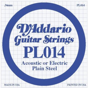 DADDARIO 【送料無料】0019954211127 【10個セット】 エレキギター/アコースティックギター用バラ弦 Plain Steel .014 PL014 【国内正規