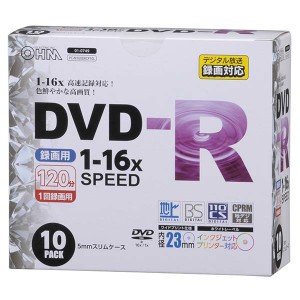 オーム電機 PC-M16XDRCP10L DVD-R録画用 16倍速 10P スリムケース入り (PCM16XDRCP10L)