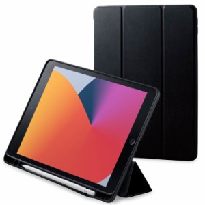 エレコム TBWA19RWVSABK 【メール便での発送商品】iPad 10.2インチ(2019 2020年モデル対応) レザーケース 手帳型 2アングル Apple Pencil