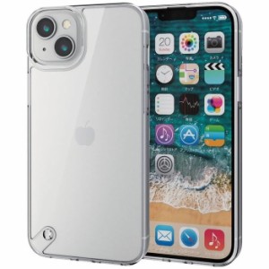 エレコム PM-A22BHVCG1CR 【メール便での発送商品】iPhone14 Plus ケース カバー ハイブリッド 耐衝撃 衝撃吸収 背面ガラスクリア クリア