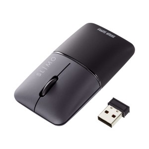 サンワサプライ MA-WBS310BK 静音ワイヤレスブルーLEDマウス SLIMO (充電式・USB A) (MAWBS310BK)