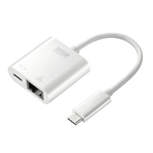 サンワサプライ 【送料無料】USB-CVLAN7W USB3.2 TypeC-LAN変換アダプタ(PD対応・ブラック) (USBCVLAN7W)