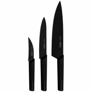 トラモンティーナ 23699/080 ニグマ ブラック ナイフ3点セット (牛刀、ペティナイフ、ピーリングナイフ)