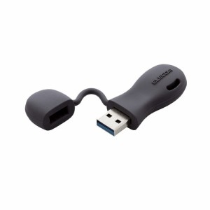 エレコム MF-JRU3032GBK 【メール便での発送商品】USBメモリ 32GB USB A 一体型 キャップ式 ストラップホール付 シリコン素材 耐衝撃 ブ