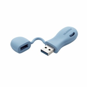 エレコム MF-JRU3032GBU 【メール便での発送商品】USBメモリ 32GB USB A 一体型 キャップ式 ストラップホール付 シリコン素材 耐衝撃 ブ