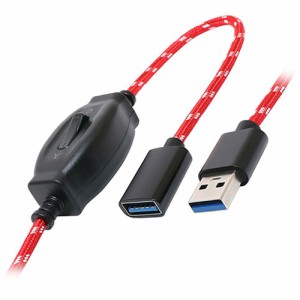 【納期目安：１週間】ミヨシ 【送料無料】USB-EXS35/RDX5 【5個セット】 ON OFFスイッチ付USB延長ケーブル 0.5m (USBEXS35/RDX5)