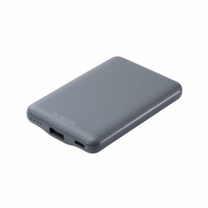 エレコム 【送料無料】DE-C45-5000DGY 【メール便での発送商品】モバイルバッテリー 5000mAh 軽量 小型 最大15W 入出力(Type-C×1) 出力(