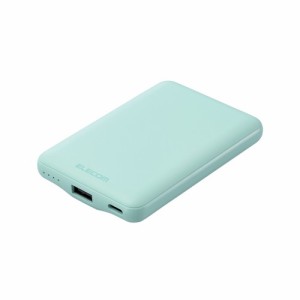 エレコム 【送料無料】DE-C45-5000GN 【メール便での発送商品】モバイルバッテリー 5000mAh 軽量 小型 最大15W 入出力(Type-C×1) 出力(U