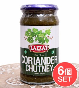  【6個セット】コリアンダーチャツネ Coriander Chutney 430g 【LAZZAT】 / パキスタン料理 ディップ ハラル ピュアベジ ピクルス 缶詰 