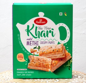  フェネグリーク味 カリー パイ(200g) Tea Time Khari mild METHI CRISPY PUFFS チャイと一緒に食べるスパイス味のパイ / インド お菓子 