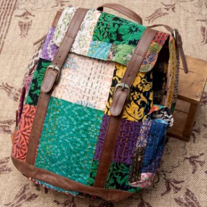 【送料無料】 〔一点物〕伝統を紡いだラリーキルトのバッグパック / Ralli quilt Kantha Bag bag カンタ刺繍 パッチワーク バックパック 