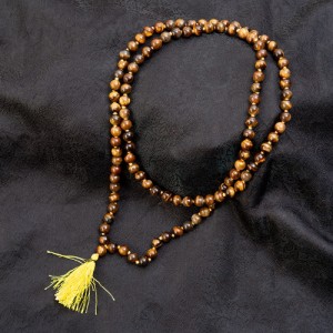  【送料無料】 インドの数珠 タイガーアイ 約50cm / ネックレス 首飾り アジア エスニック アクセサリー アンクレット ピアス リング ビ