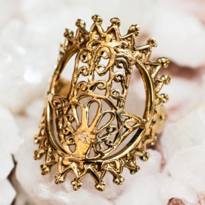  光輪とハムサのゴールドリング / 指輪 アクセサリー 金色 インド 神様 バングル エスニック アジア アンクレット ピアス ビンディー