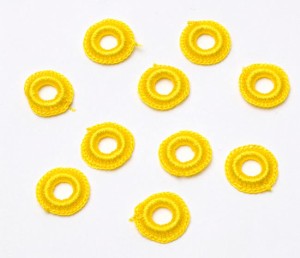 【10個セット】インドの丸鏡カバー 【20mm 黄色】 / 手芸 裁縫 アジア 布 ファブリック エスニック